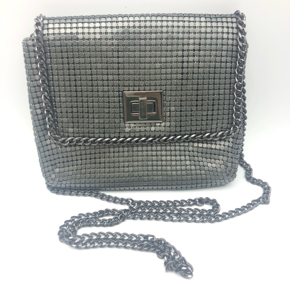 BCBG Max Azria Aluminum Metal Mesh Evening Bag